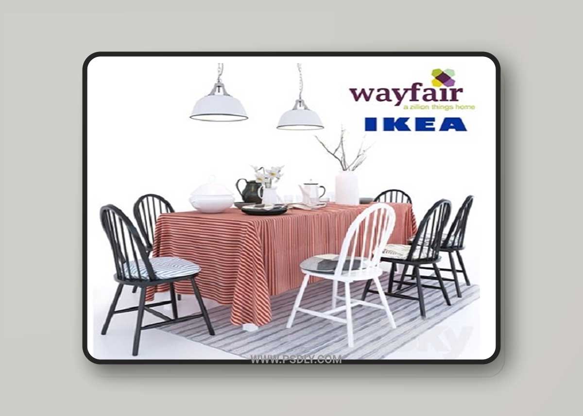 6 chairs Geraldine Westminster with pillows Ikea table Ingo