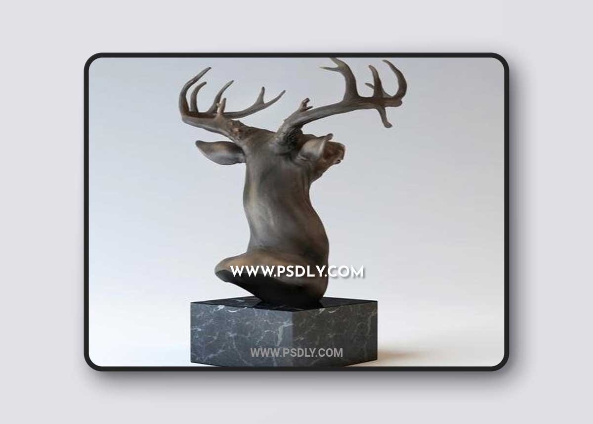 Bronze Sculpture & Head of a Deer 3D Model