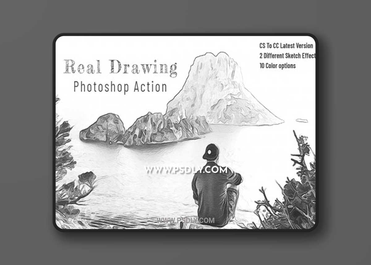 CreativeMarket - Real Drawing Photoshop Action 7111399