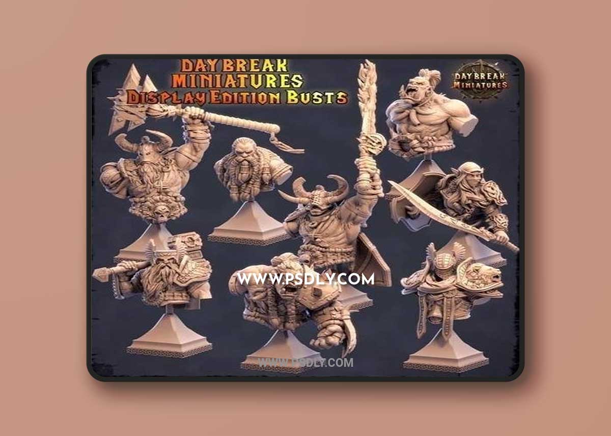 Daybreak Miniatures - The Dwarfs of The Dark Deep BUSTS 3D Printable