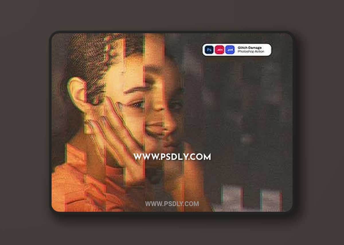 Glitch Damage Photoshop Action UVF9L59
