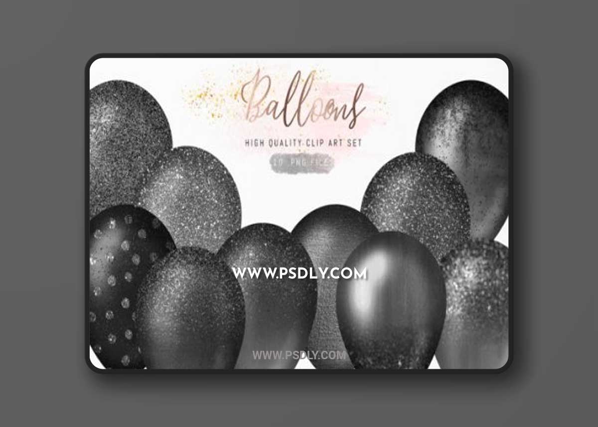 Glitter Sparkle Balloons Clipart