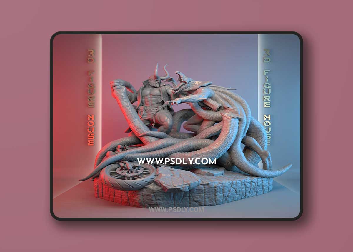 Hellboy Fighting 3D Printable 3D Model