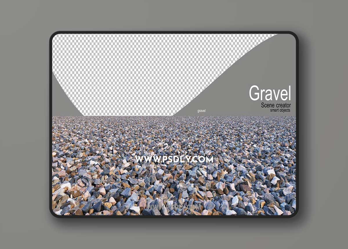 Lots of gravel in various shapes PSD 3D Model