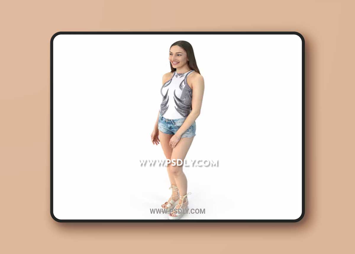 Woman In Casual Clothing Smiles 3D Model