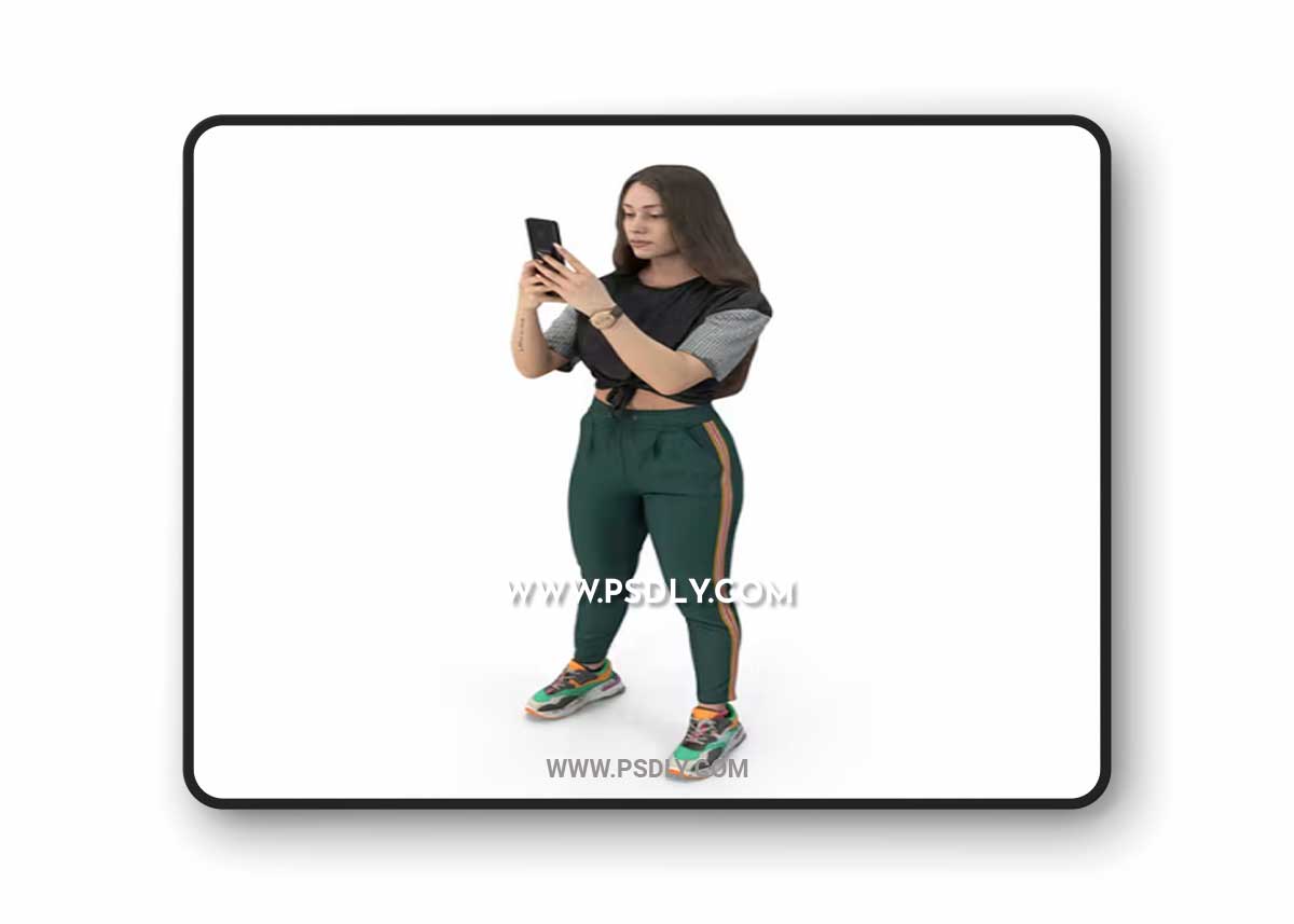 Young Woman Using Smartphone 3D Model
