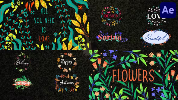 Videohive Colorful Floral Titles for After Effects 37246031
