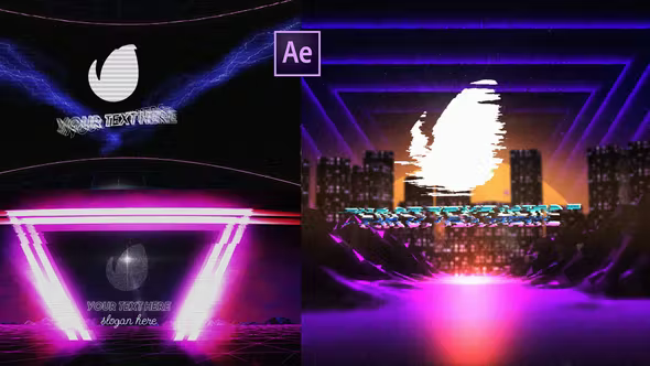 Videohive Retro Synthwave Logo Pack 37104745