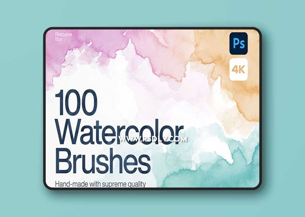 100 Handmade Watercolor Brushes With Supreme Quality for Photoshop