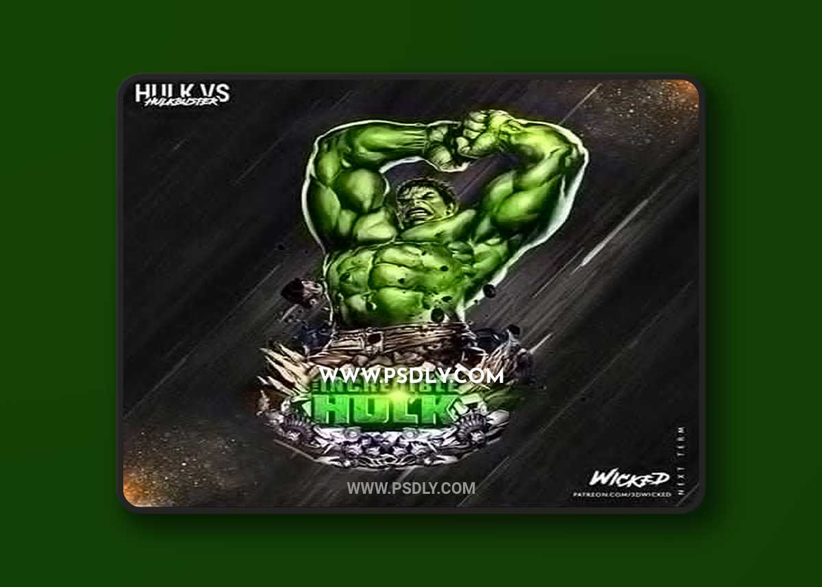 3D Print Models Wicked - Hulk Bust 350mm.zip
