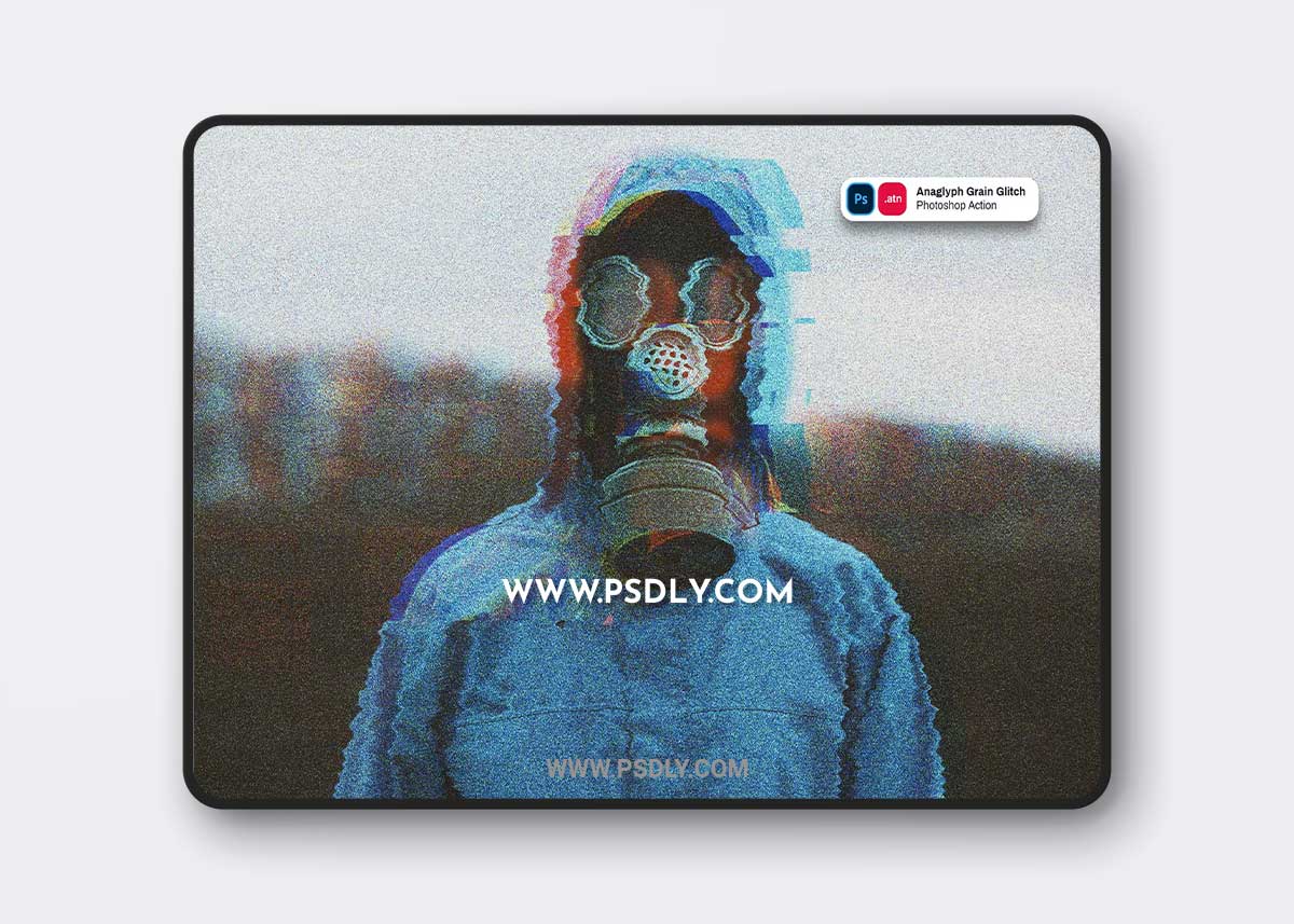 Anaglyph Grain Glitch Photoshop Action ZTWWBCM