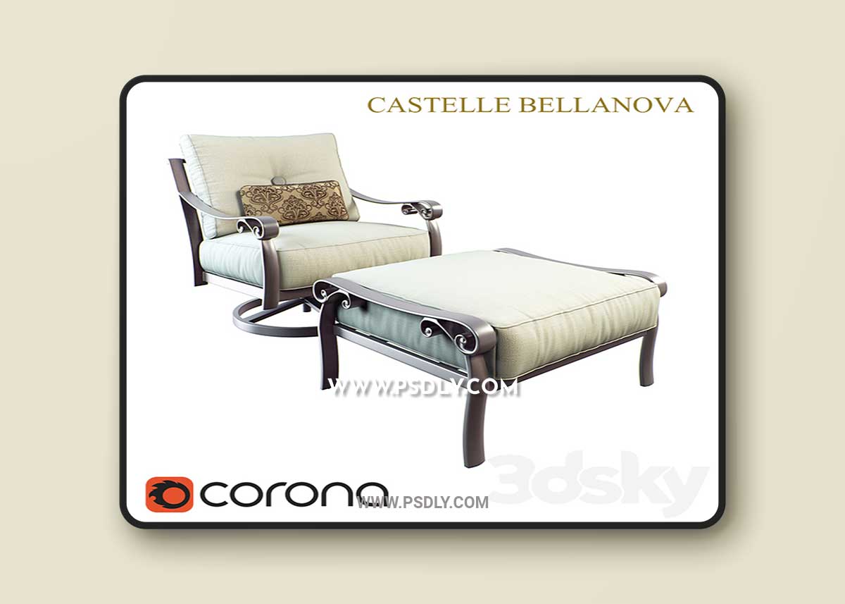 Bellanova Cushioned Swivel Rocker_Ottoman 3D Model