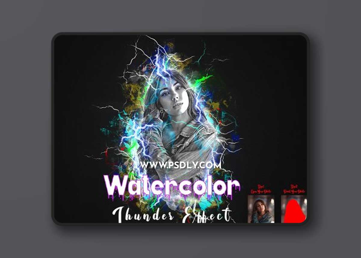 CreativeMarket - Watercolor Thunder Effect PS Action 7230409