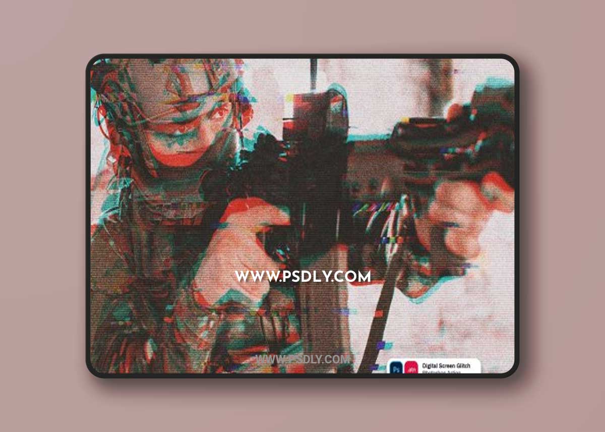 Digital Screen Glitch Photoshop Action