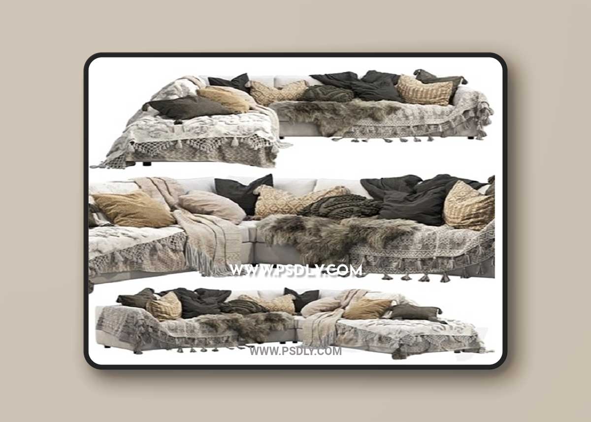 EQ3 Cello 3-Piece Sectional Sofa 3D Model