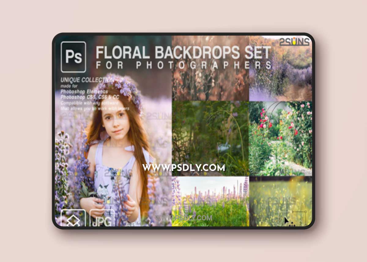Floral Digital Backdrop & Flower Overlay