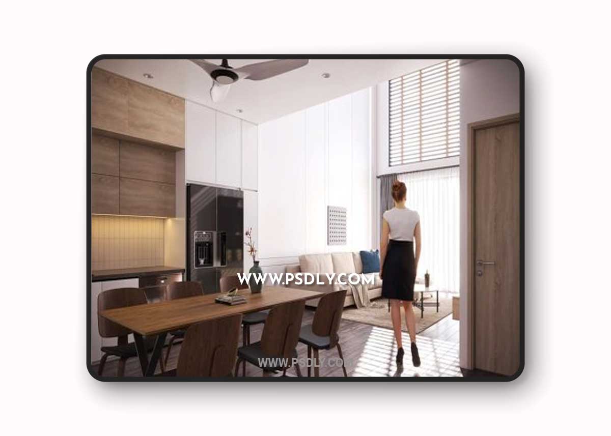 Kitchen – Livingroom Scene By Mai Long 3D Model