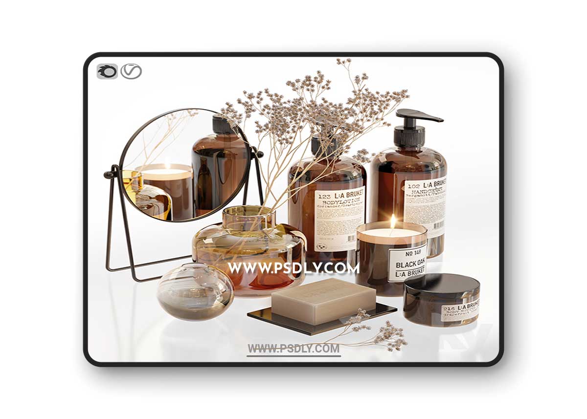 LA Bruket decor set for bathroom with dry flowers