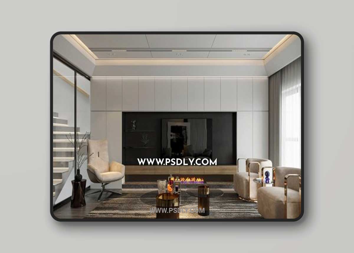 Living Room- Kitchen Interior by Dang Ba Quyet 3D Model