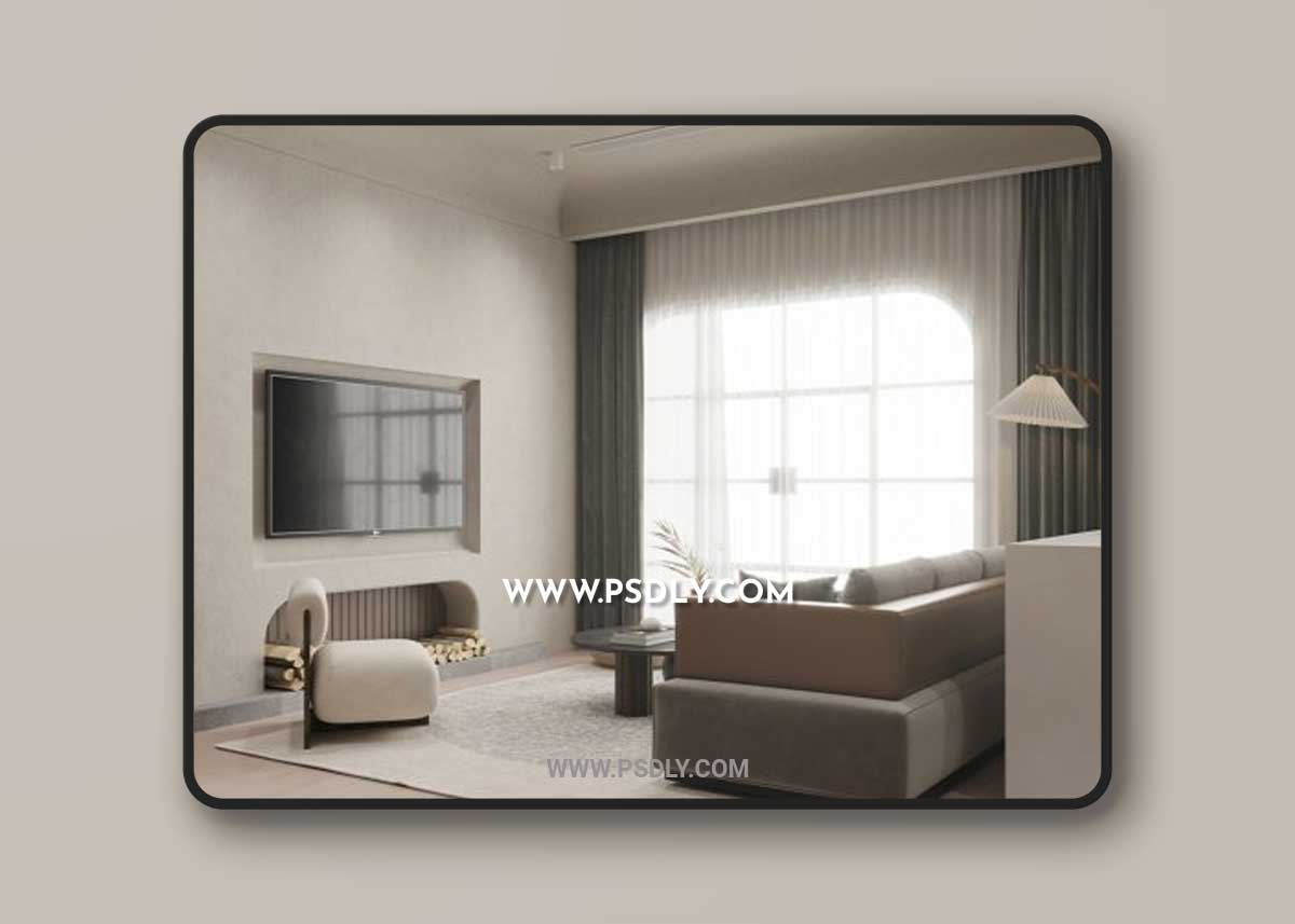 Living Room- Kitchen Interior by Tuan Dat 3D Model