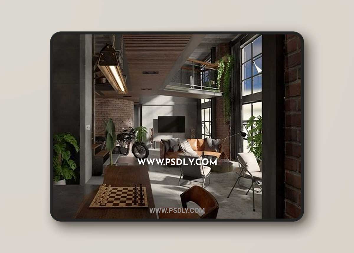 Sketchup Industrial House Interior 3D Model