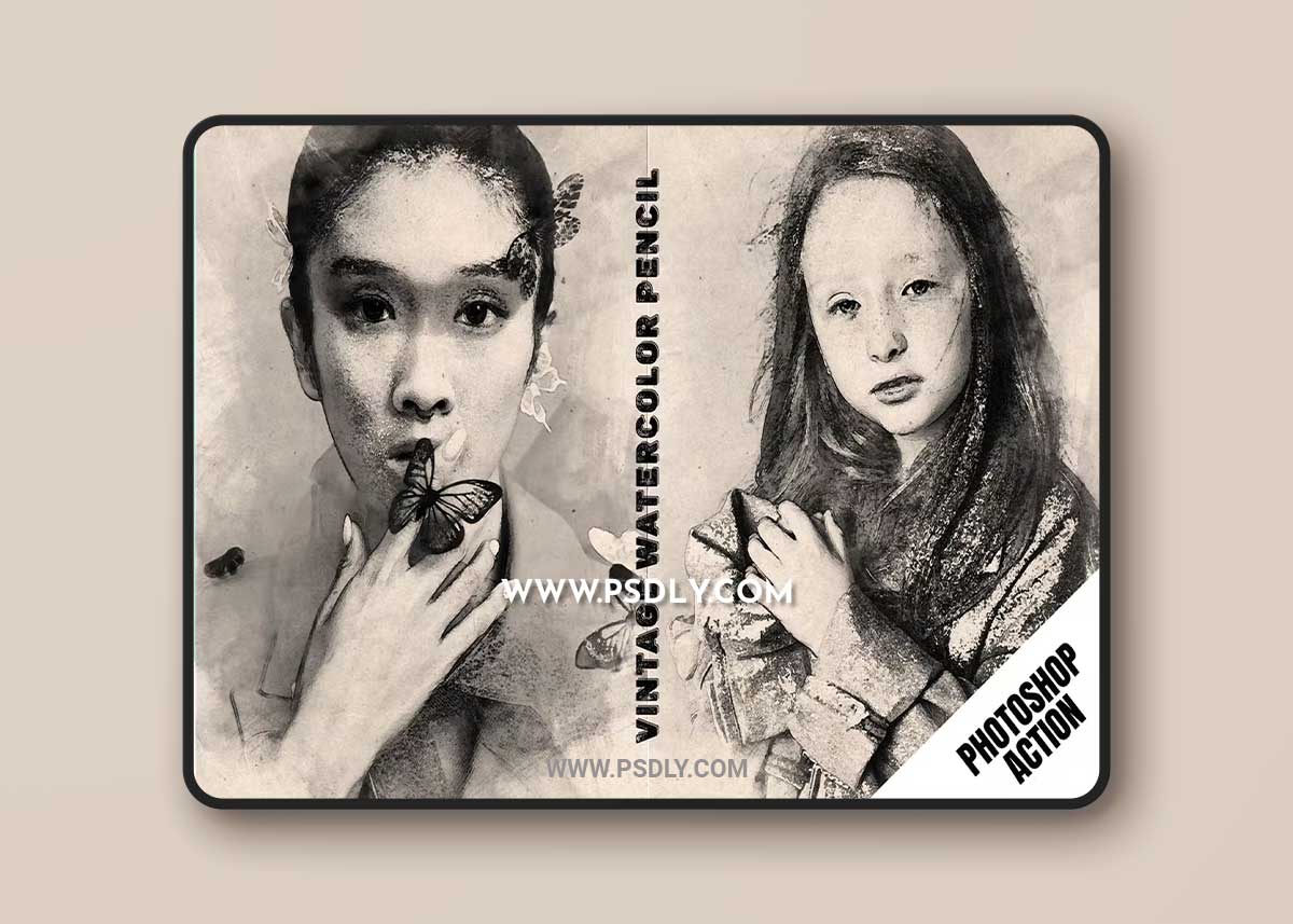 Vintage Watercolor Pencil Photoshop Action