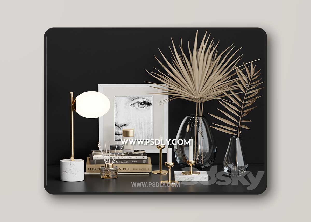 West Elm Decor Set with Dry Palm