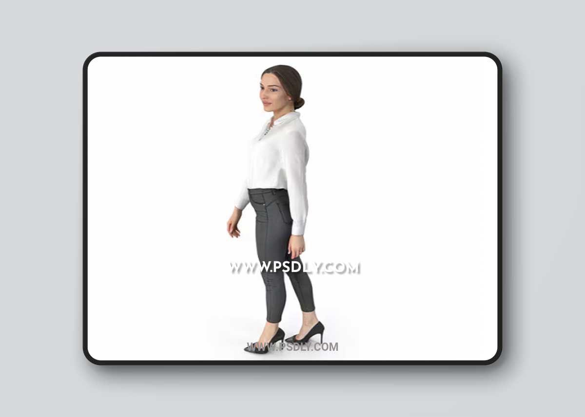 Young Businesswoman Walking 3D Model