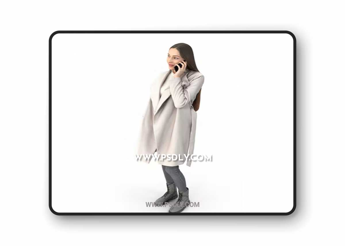 Young Woman In Winter Clothing Talks Over Phone