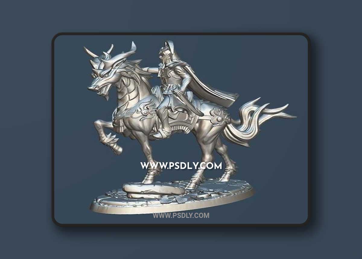 3D STL Radiant Elf Prince mounted on Kirin