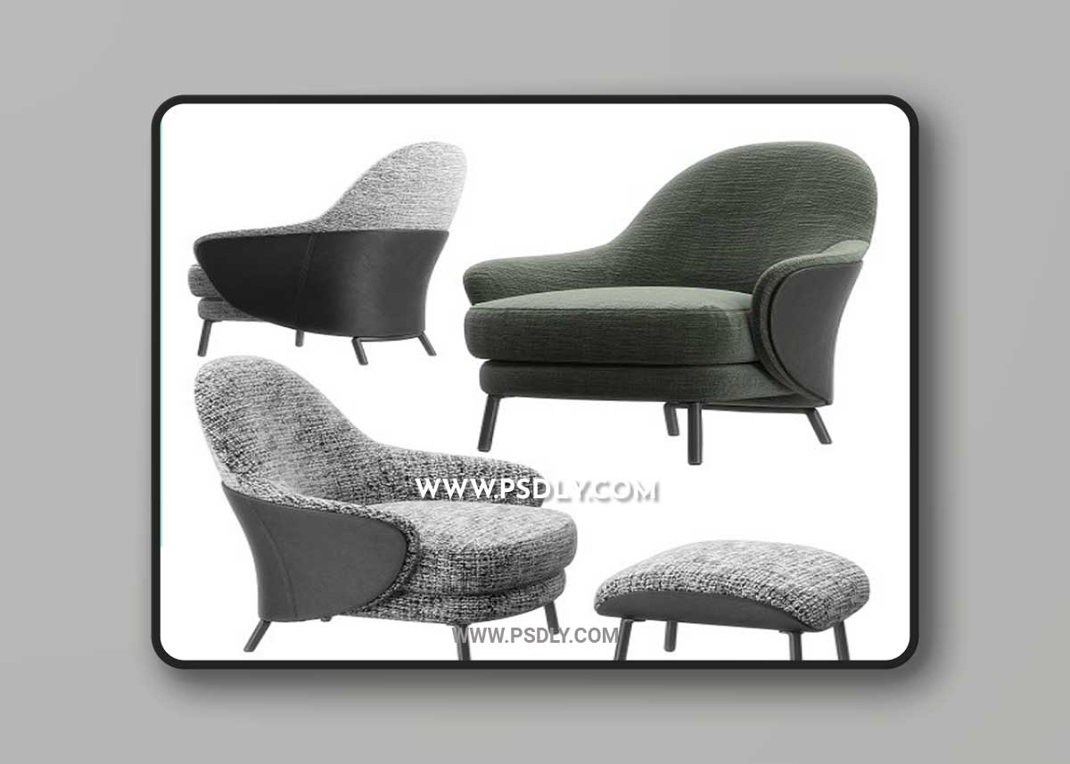 Angie armchair footstool 3D Model