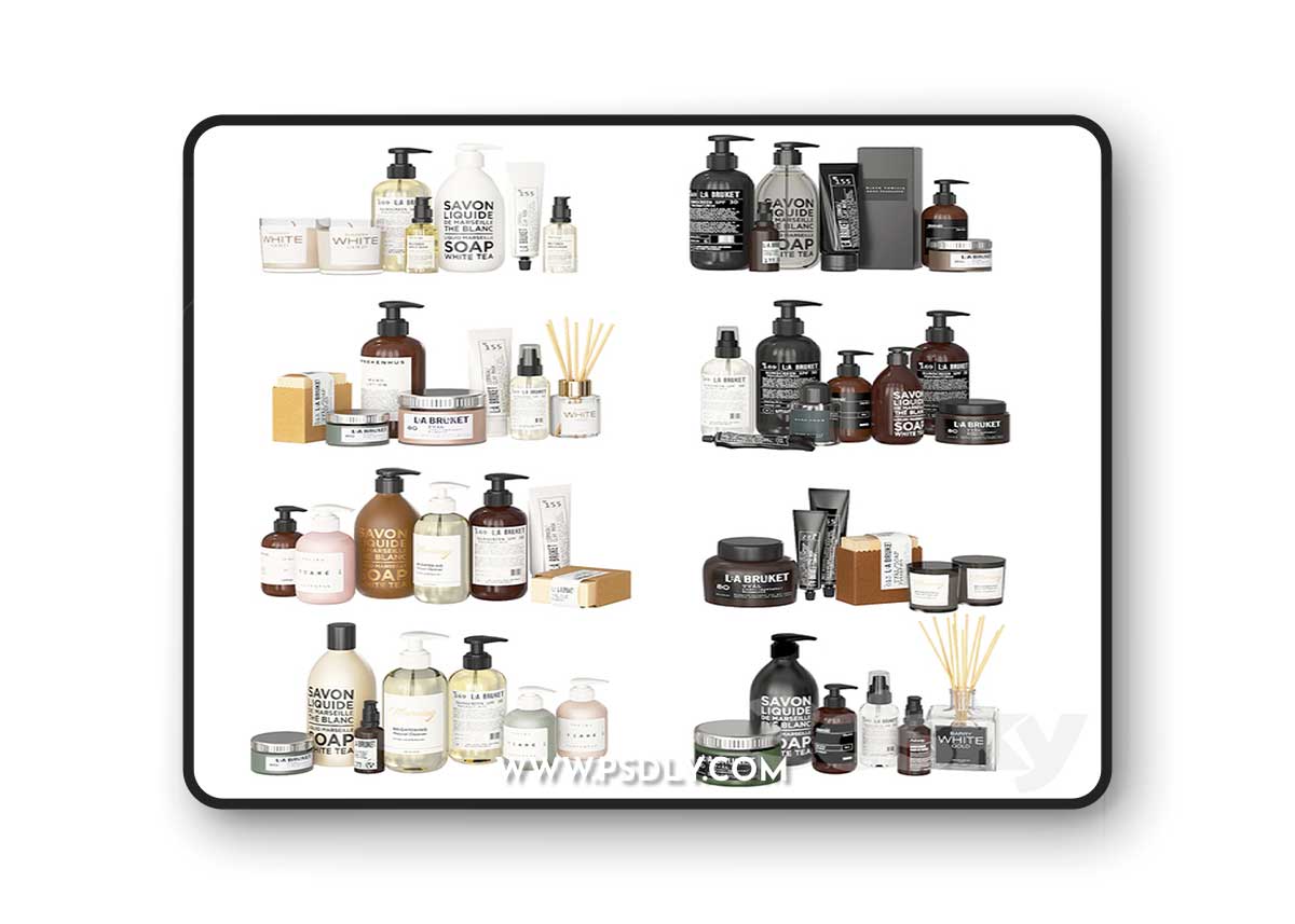 Bathroom Black and White Cosmetics (On Reboot) 3D Model