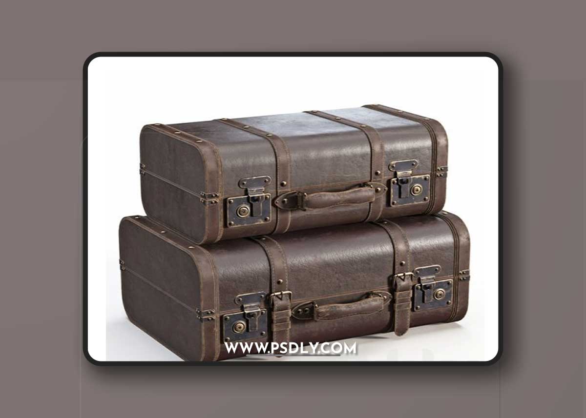 Brown Vintage Suitcases 3D Model