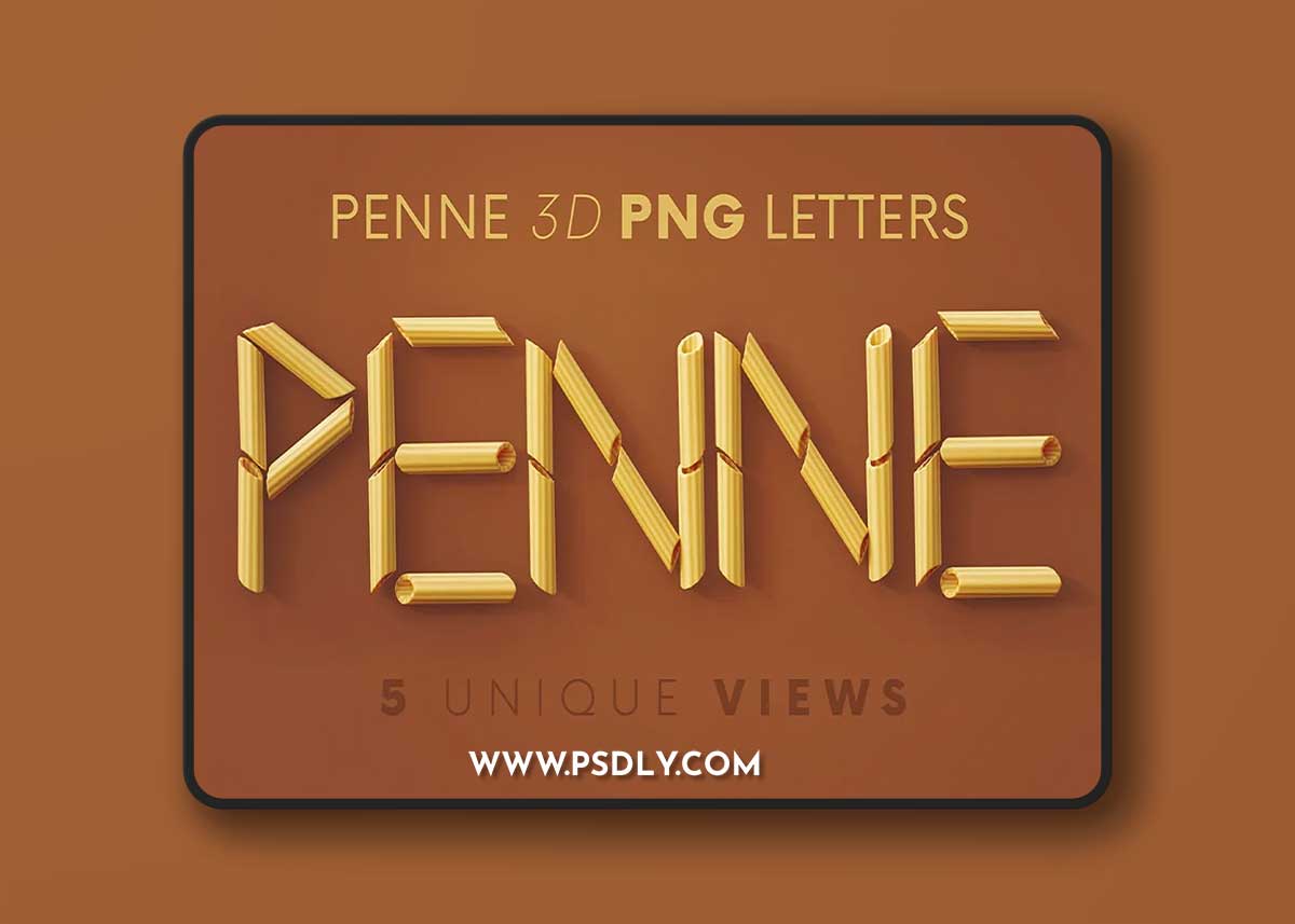 CreativeMarket - Penne Pasta - 3D Lettering 7198847