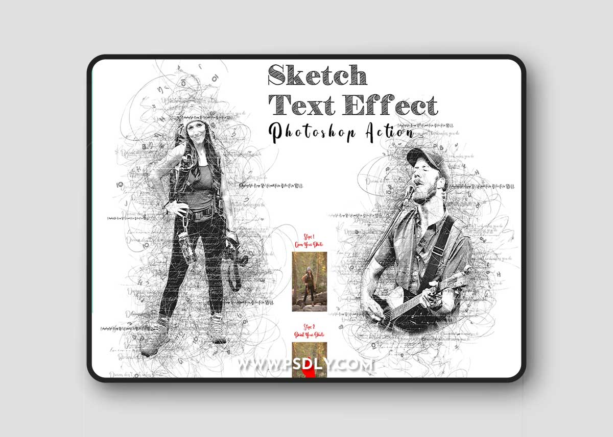 CreativeMarket - Sketch Text Effect Photoshop Action 7311369