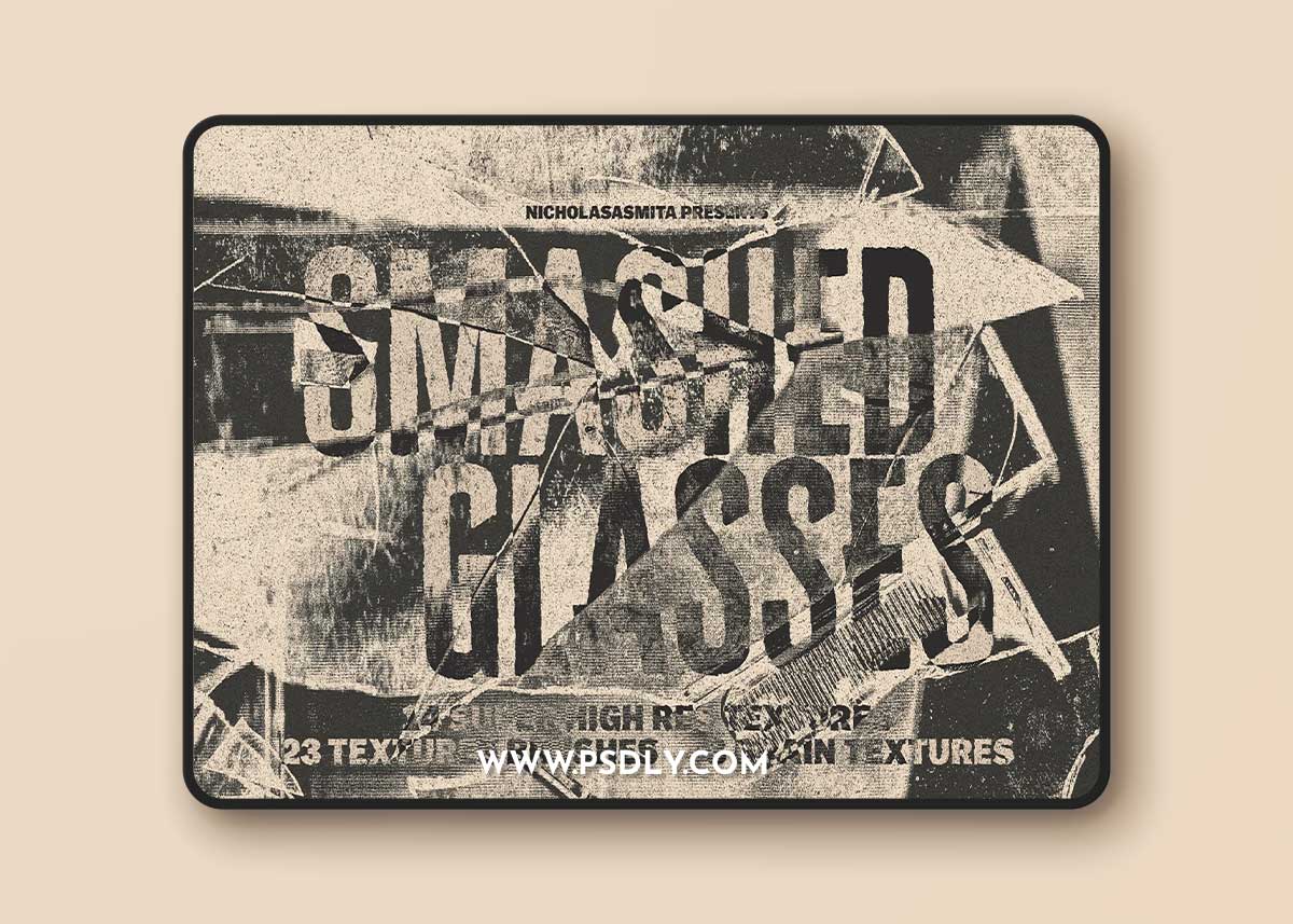 CreativeMarket - Smashed Glasses Textures + Brushes 5631900
