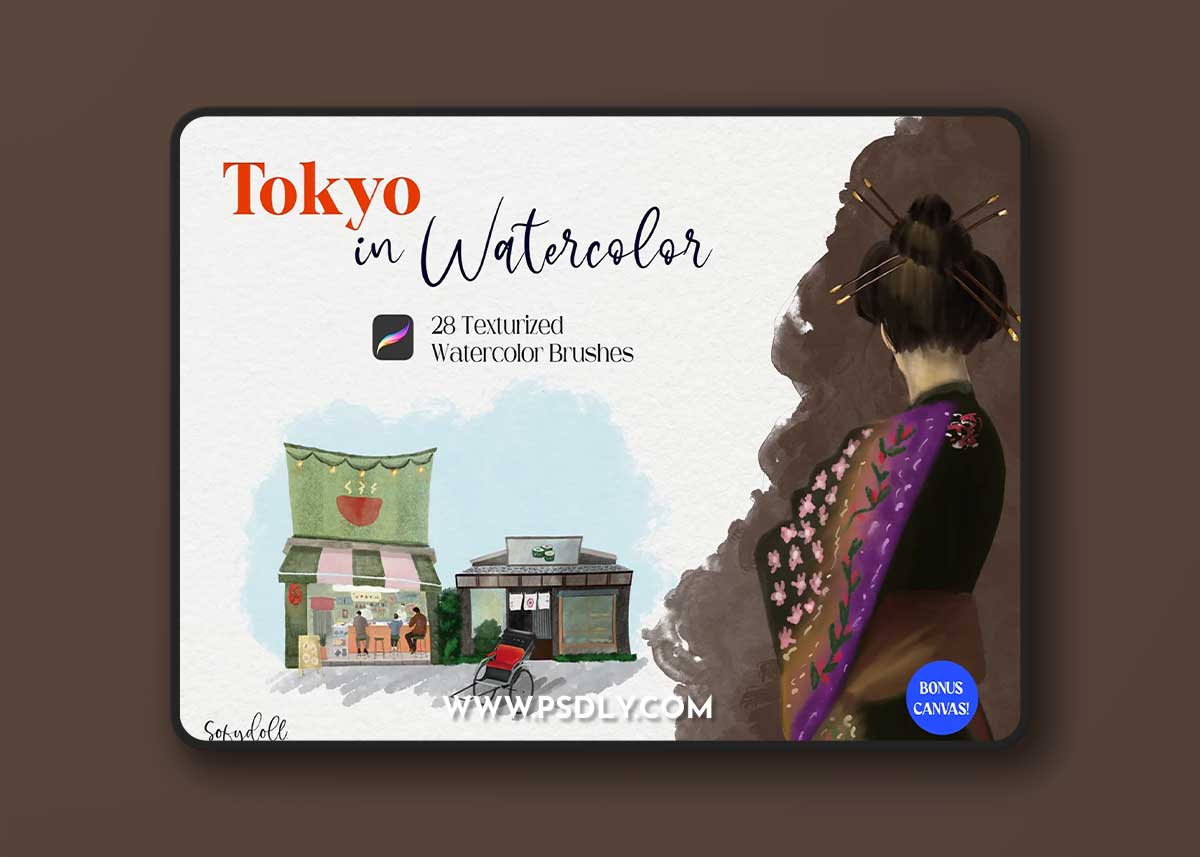 CreativeMarket - Tokyo in Watercolor for Procreate 6327509