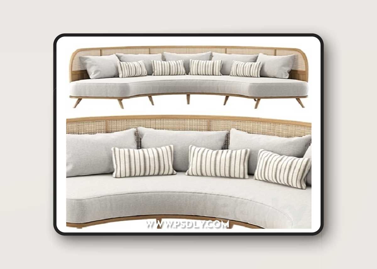 Garden round sofa R157 / Semi-circular rattan sofa 3D Model