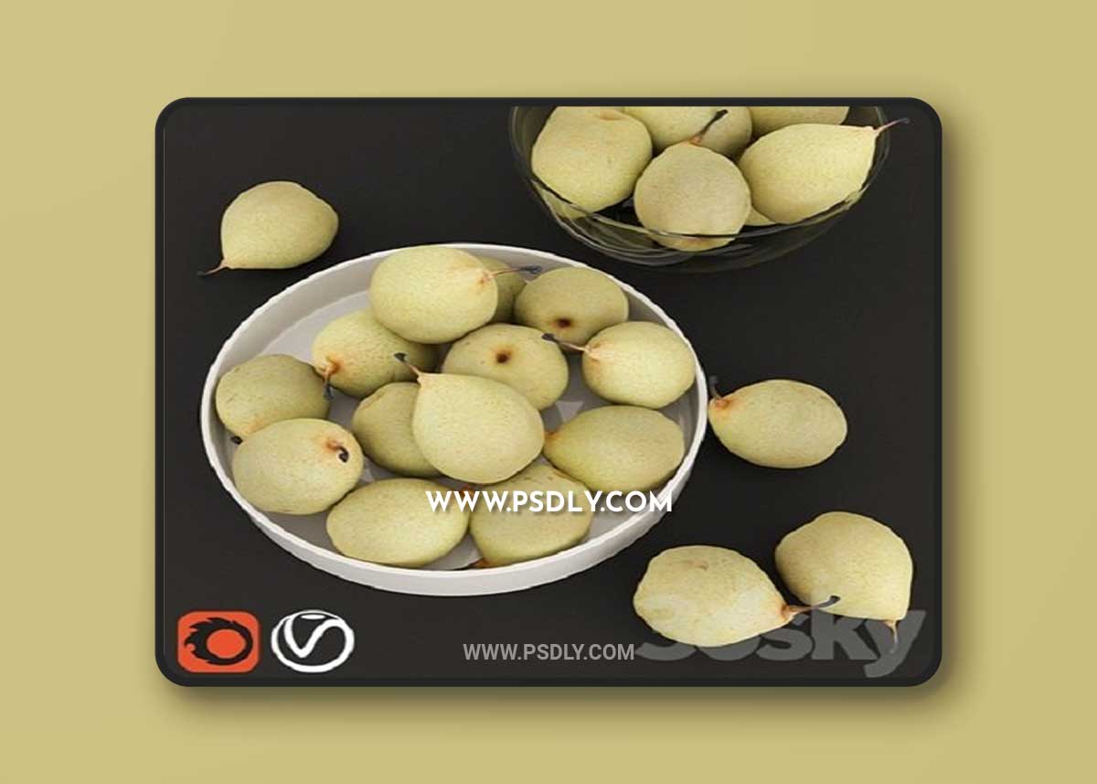 HD Realistic Japanese Pears 3D Model