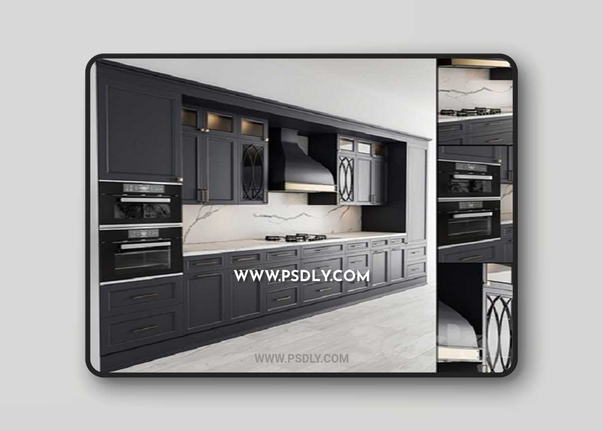 Kitchen NeoClassic – Dark Gray Set 22 3D Model