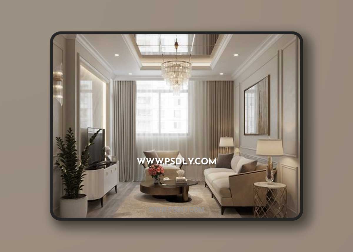 Living Room - Kitchen Interior by Bao Yen 3D Model