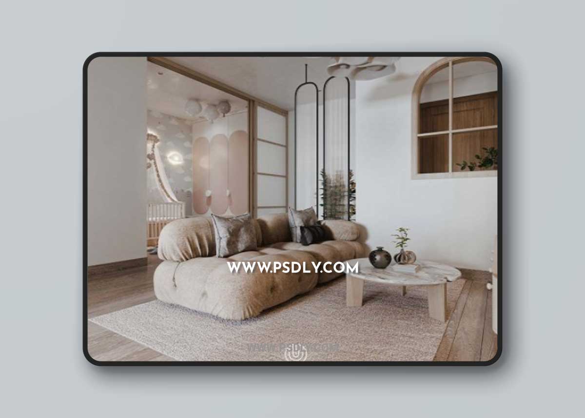 Living Room - Kitchen Interior by Yen 3D Model