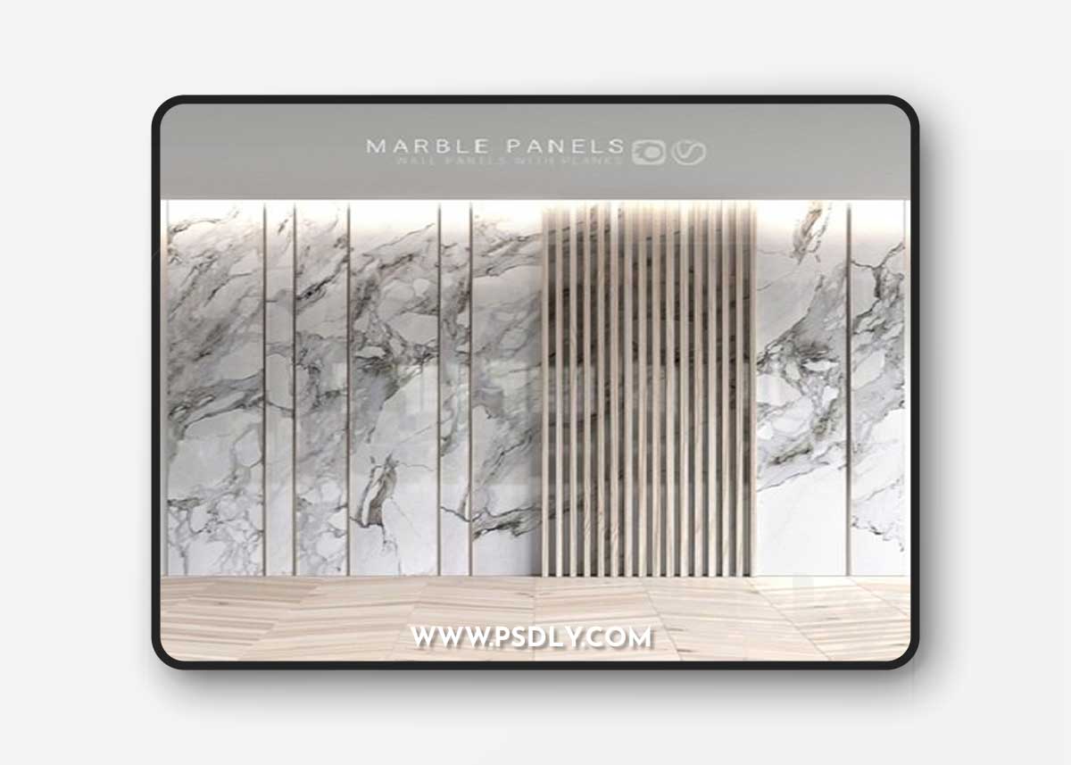Marble panels with planks 3D Model