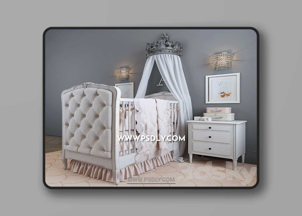RH / BED COLETTE TUFTED CRIB 3D Model