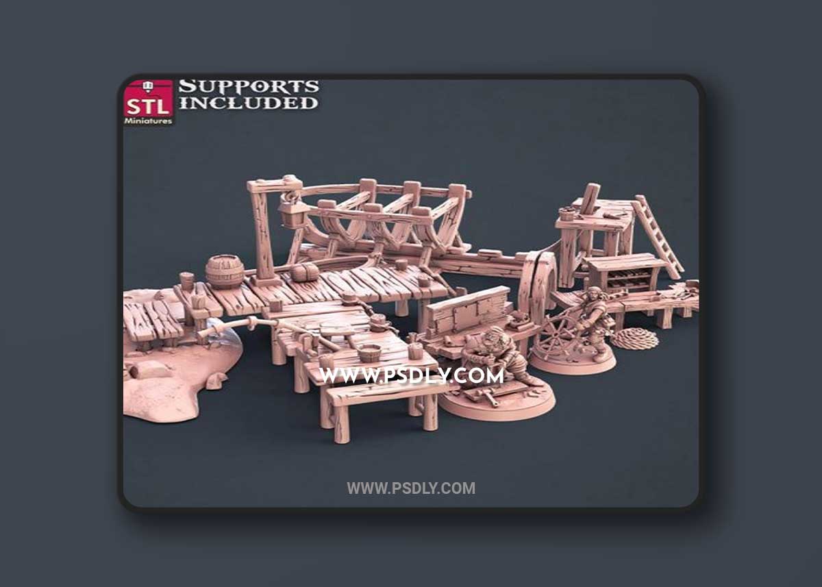 STL Miniatures – Boat Builder Set 3D Model