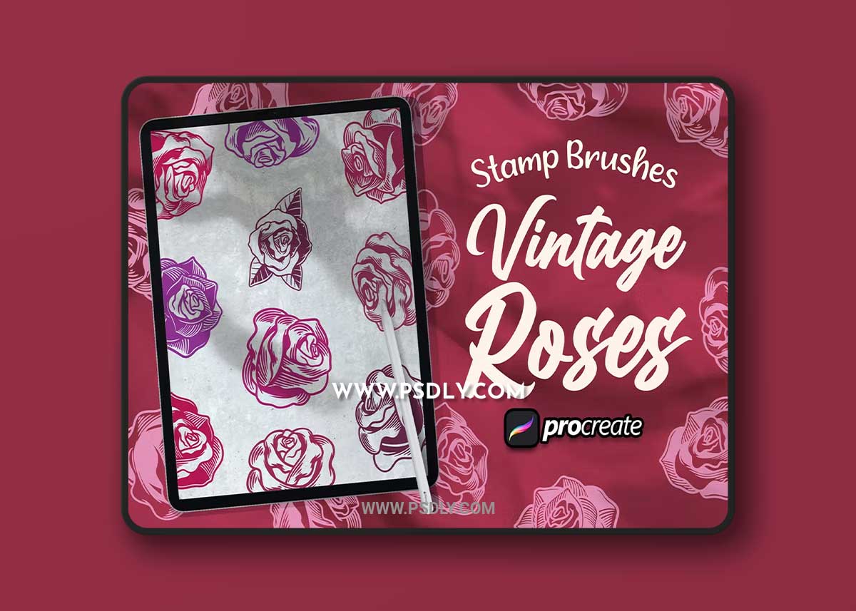 Vintage Roses Brush Stamp 933ZF7X