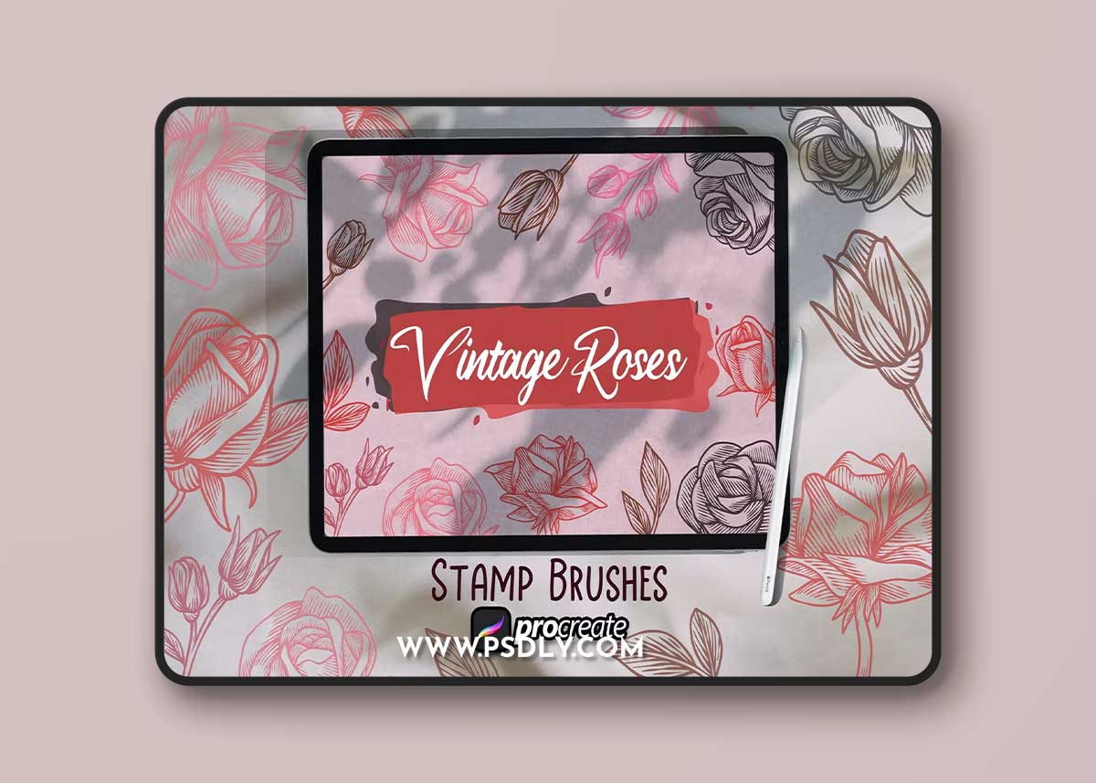 Vintage Roses Brush Stamp WPAUFNR