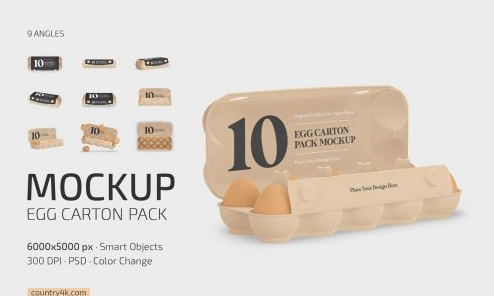 CreativeMarket - Egg Carton Pack Mockup Set 7233492