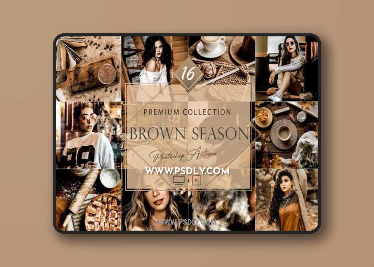 16 Photoshop Actions, Brown Season Ps