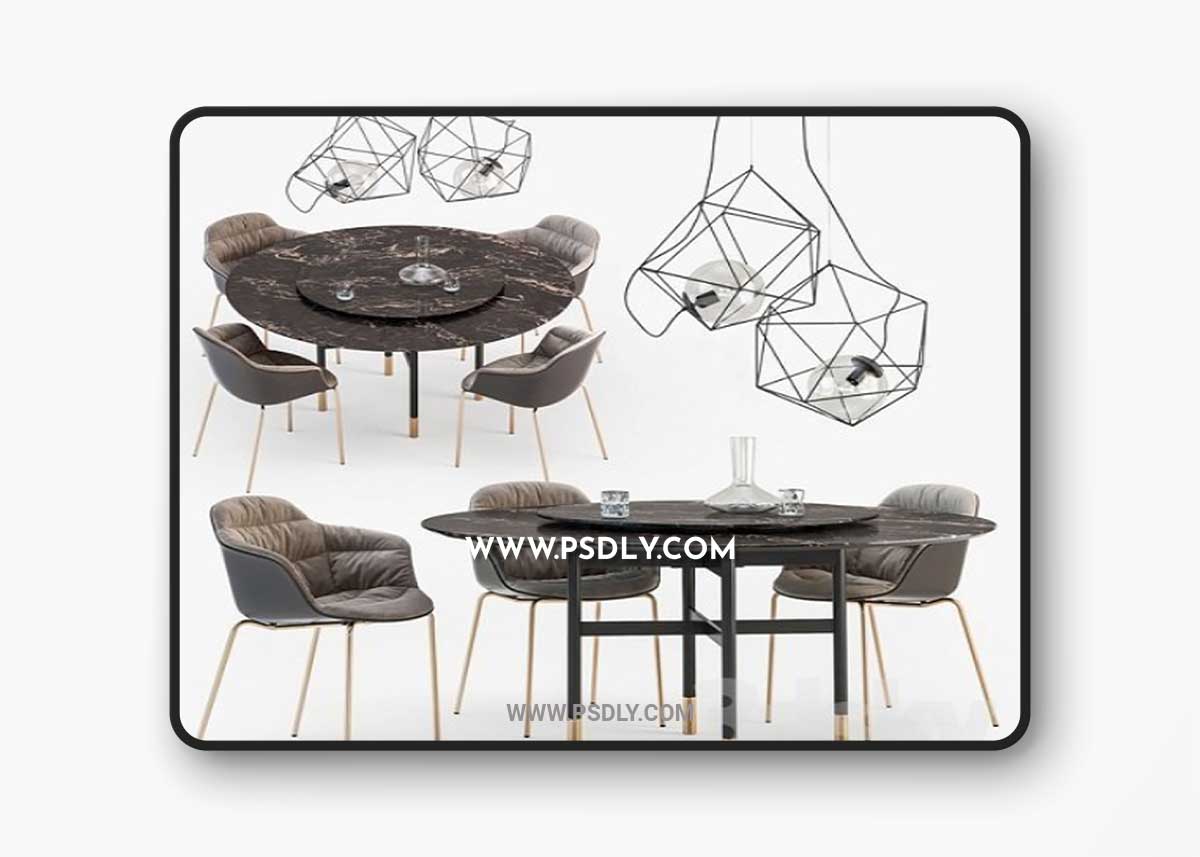 Bontempi Glamor table Mood chair set 3D Model